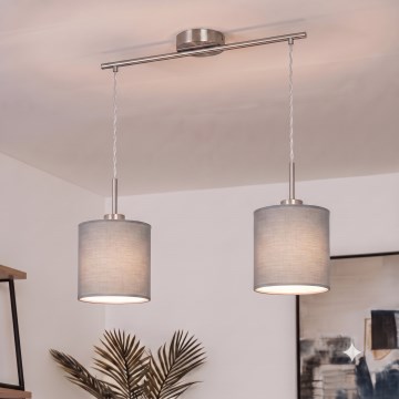 Brilagi - LED luster na sajli NUBILA 2xE27/60W/230V svijetlosiva