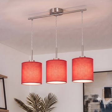 Brilagi - LED luster na sajli NUBILA 3xE27/60W/230V crvena