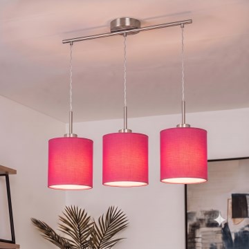 Brilagi - LED luster na sajli NUBILA 3xE27/60W/230V ružičasta