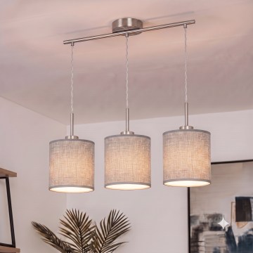 Brilagi - LED luster na sajli NUBILA 3xE27/60W/230V siva