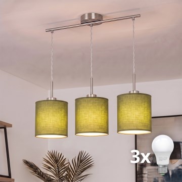 Brilagi - LED luster na sajli NUBILA 3xE27/60W/230V zelena
