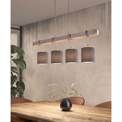 Brilagi - LED luster na sajli NUBILA 4xE27/60W/230V siva/antracit