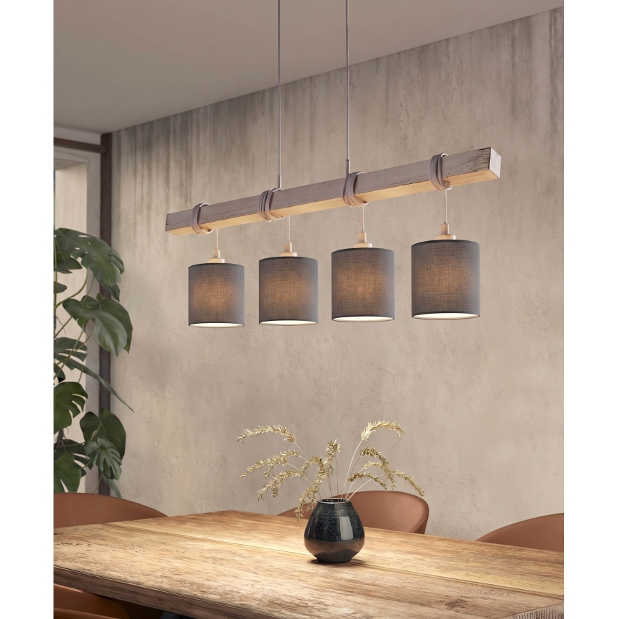 Brilagi - LED luster na sajli NUBILA 4xE27/60W/230V siva/antracit