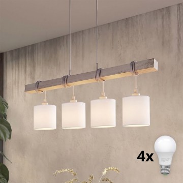 Brilagi - LED luster na sajli NUBILA 4xE27/60W/230V siva/bijela