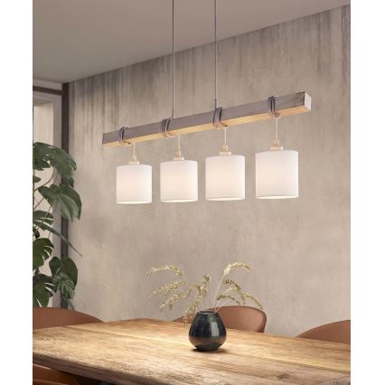 Brilagi - LED luster na sajli NUBILA 4xE27/60W/230V siva/bijela