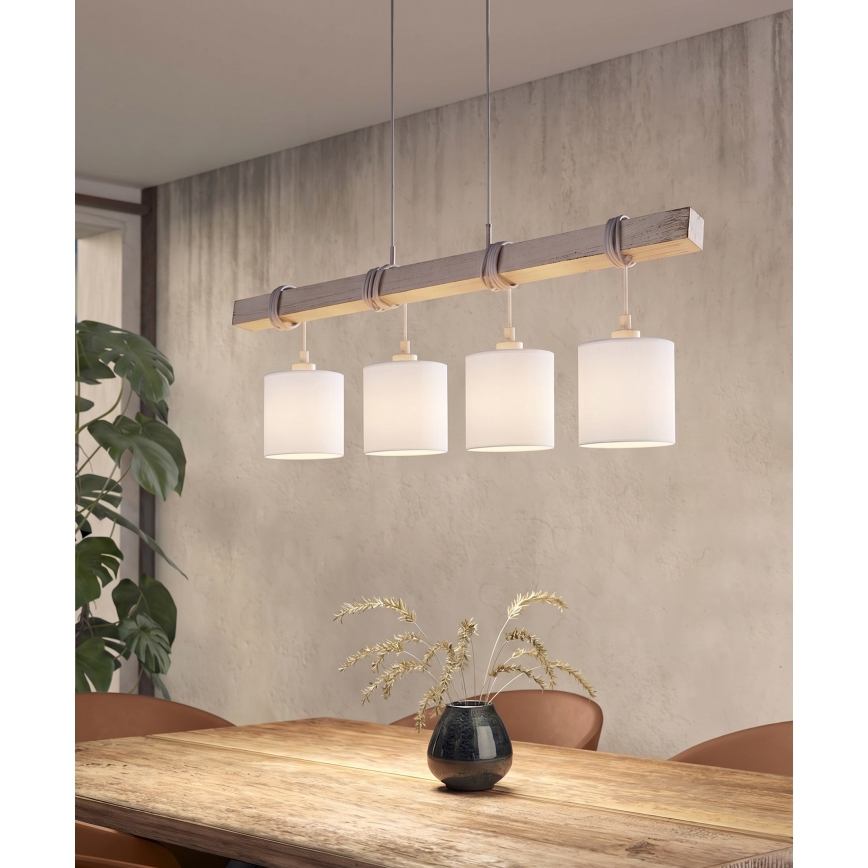 Brilagi - LED luster na sajli NUBILA 4xE27/60W/230V siva/bijela