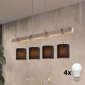 Brilagi - LED luster na sajli NUBILA 4xE27/60W/230V siva/crna
