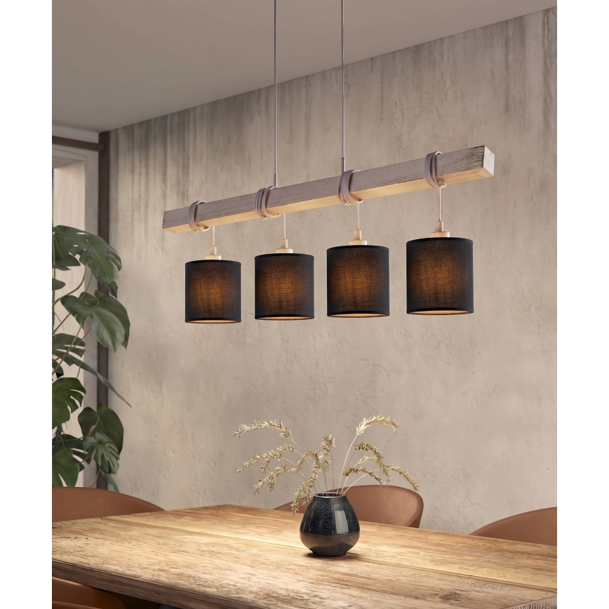 Brilagi - LED luster na sajli NUBILA 4xE27/60W/230V siva/crna