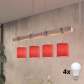 Brilagi - LED luster na sajli NUBILA 4xE27/60W/230V siva/crvena