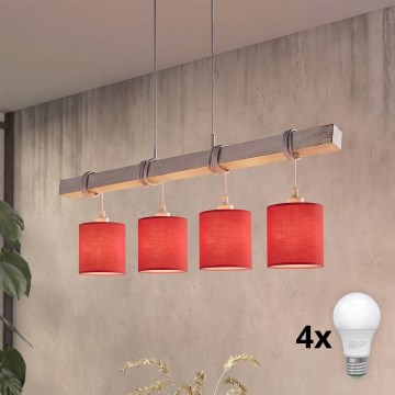 Brilagi - LED luster na sajli NUBILA 4xE27/60W/230V siva/crvena