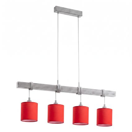 Brilagi - LED luster na sajli NUBILA 4xE27/60W/230V siva/crvena