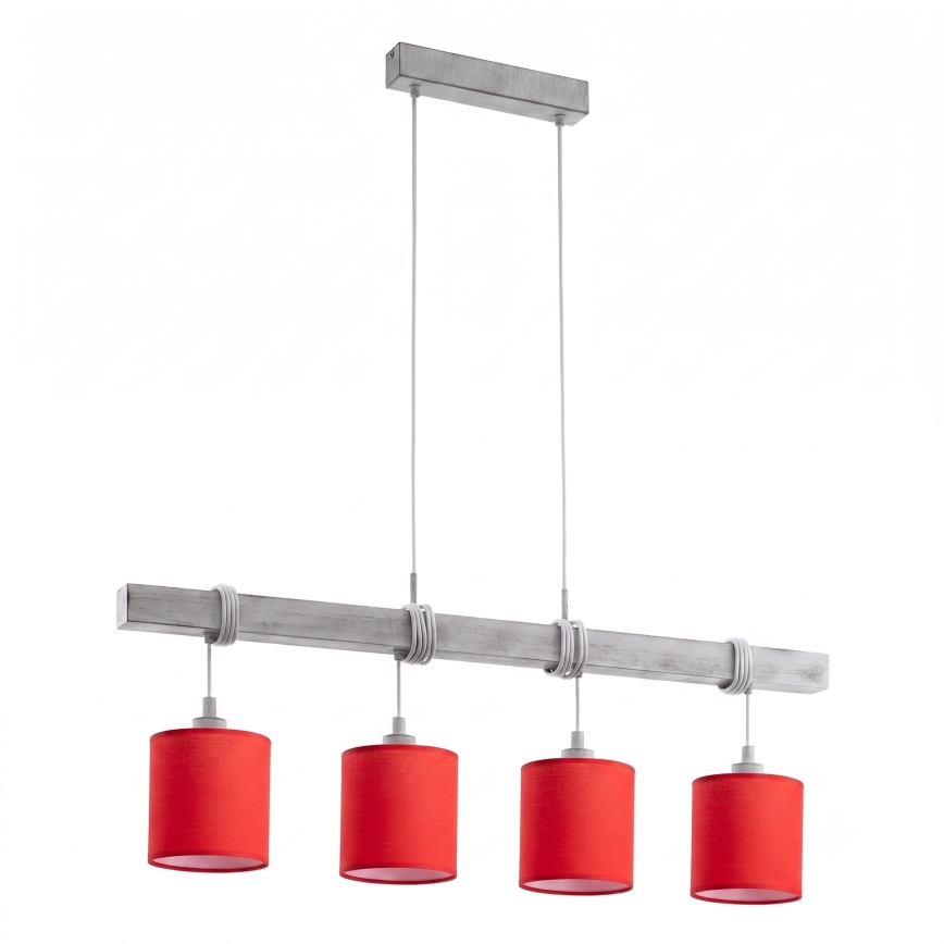 Brilagi - LED luster na sajli NUBILA 4xE27/60W/230V siva/crvena