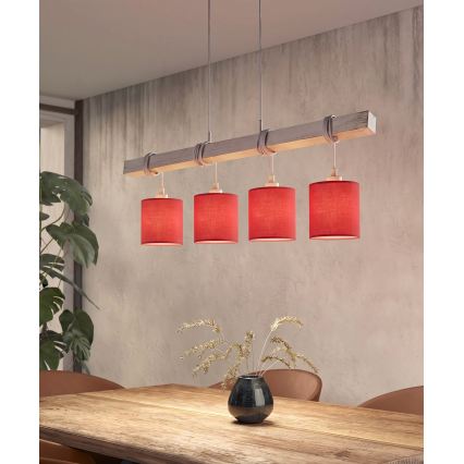 Brilagi - LED luster na sajli NUBILA 4xE27/60W/230V siva/crvena