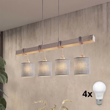 Brilagi - LED luster na sajli NUBILA 4xE27/60W/230V siva