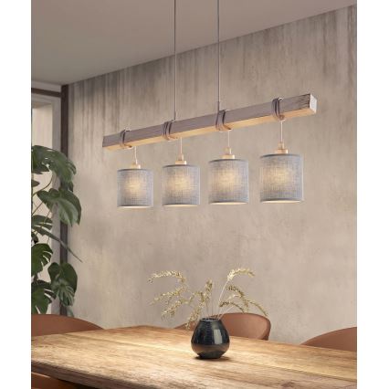 Brilagi - LED luster na sajli NUBILA 4xE27/60W/230V siva