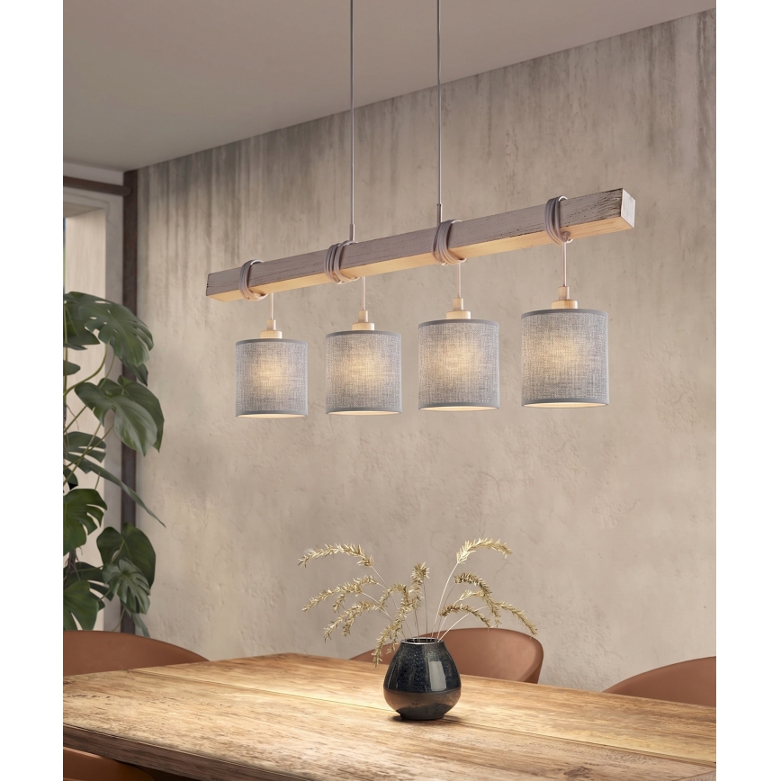 Brilagi - LED luster na sajli NUBILA 4xE27/60W/230V siva