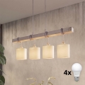 Brilagi - LED luster na sajli NUBILA 4xE27/60W/230V siva/krem
