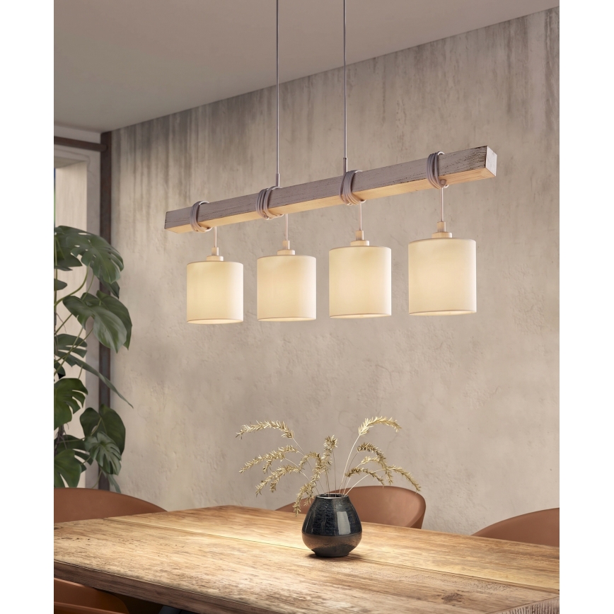 Brilagi - LED luster na sajli NUBILA 4xE27/60W/230V siva/krem