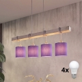 Brilagi - LED luster na sajli NUBILA 4xE27/60W/230V siva/ljubičasta