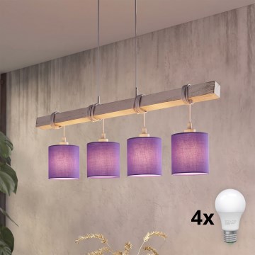 Brilagi - LED luster na sajli NUBILA 4xE27/60W/230V siva/ljubičasta