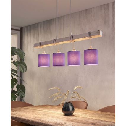Brilagi - LED luster na sajli NUBILA 4xE27/60W/230V siva/ljubičasta
