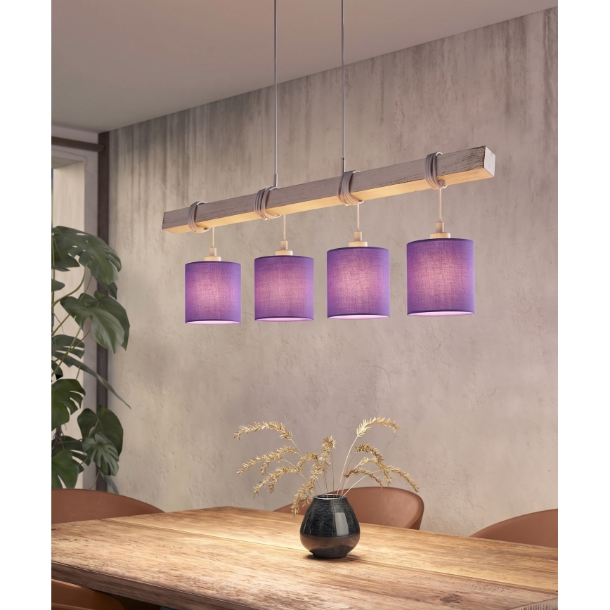 Brilagi - LED luster na sajli NUBILA 4xE27/60W/230V siva/ljubičasta