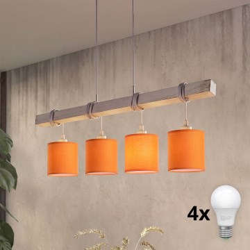 Brilagi - LED luster na sajli NUBILA 4xE27/60W/230V siva/narančasta