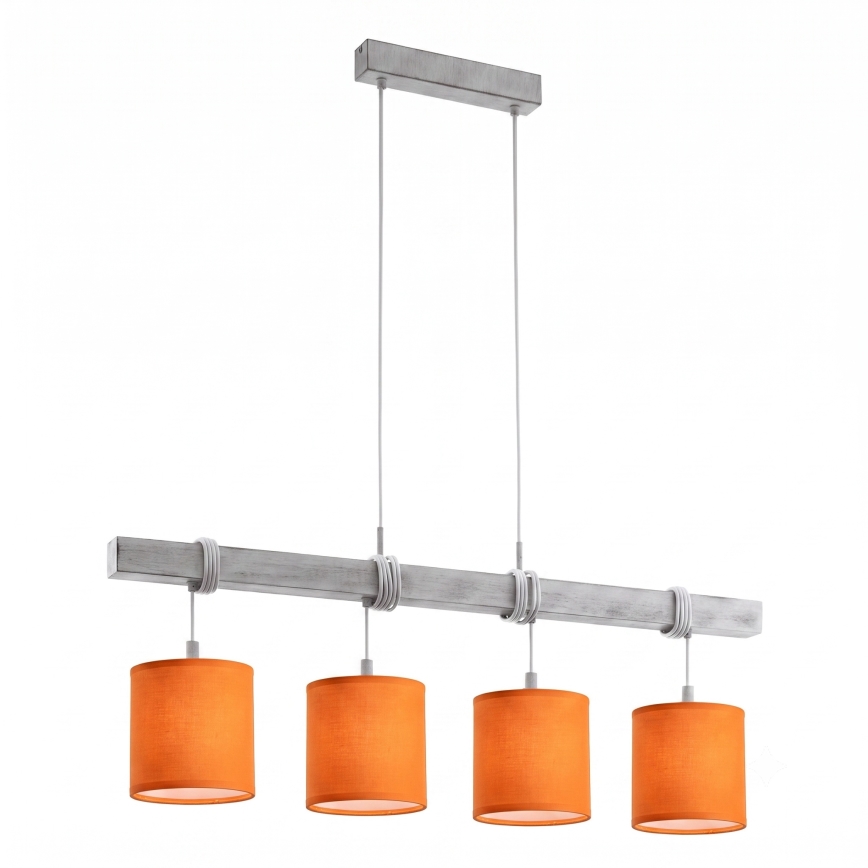 Brilagi - LED luster na sajli NUBILA 4xE27/60W/230V siva/narančasta