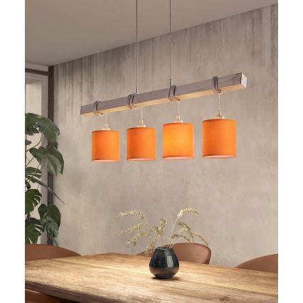 Brilagi - LED luster na sajli NUBILA 4xE27/60W/230V siva/narančasta