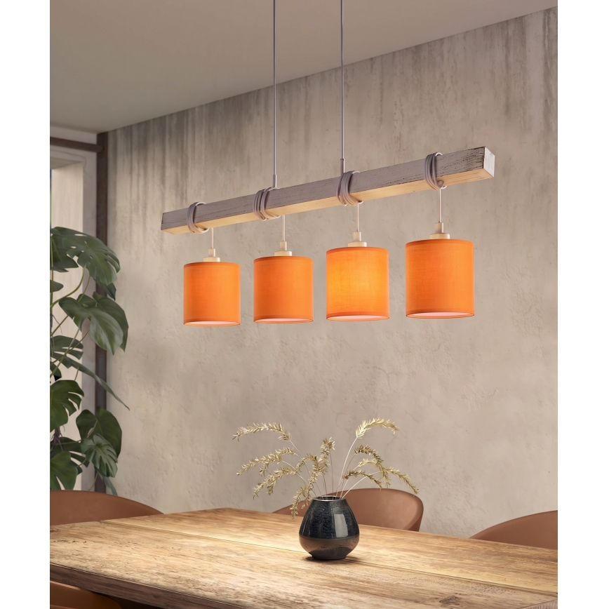 Brilagi - LED luster na sajli NUBILA 4xE27/60W/230V siva/narančasta