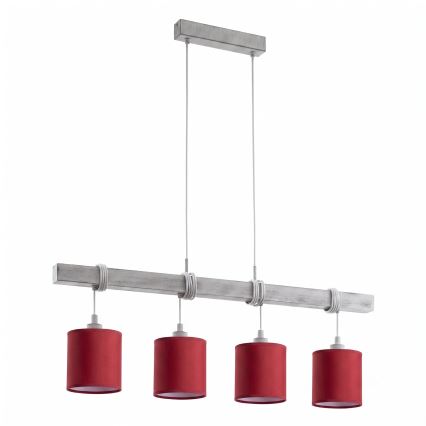 Brilagi - LED luster na sajli NUBILA 4xE27/60W/230V siva/pompejska crvena