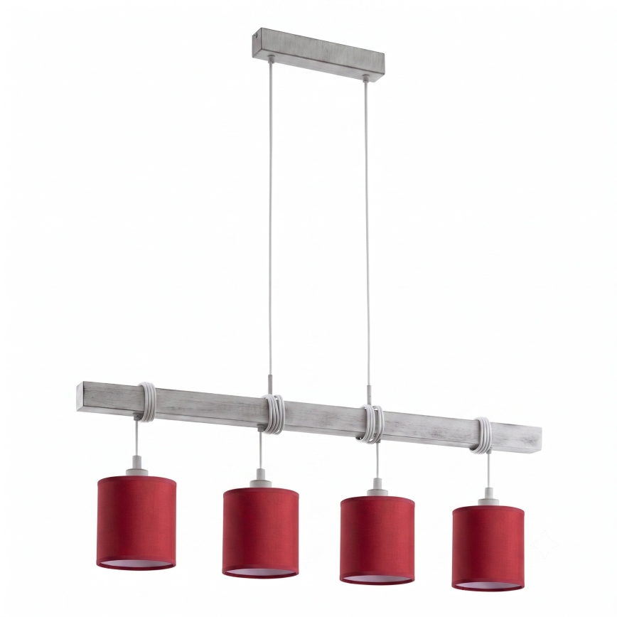 Brilagi - LED luster na sajli NUBILA 4xE27/60W/230V siva/pompejska crvena