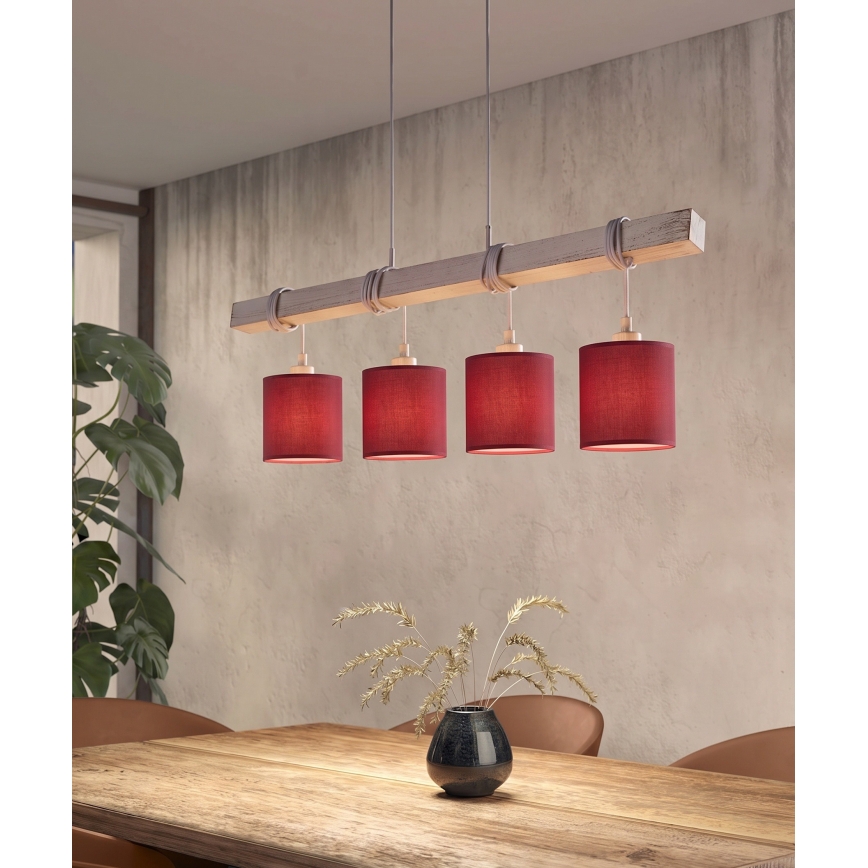 Brilagi - LED luster na sajli NUBILA 4xE27/60W/230V siva/pompejska crvena