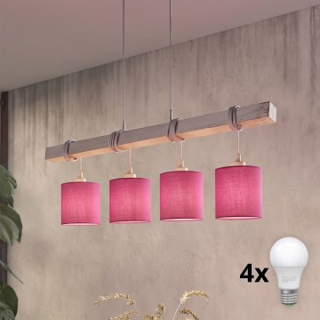 Brilagi - LED luster na sajli NUBILA 4xE27/60W/230V siva/ružičasta