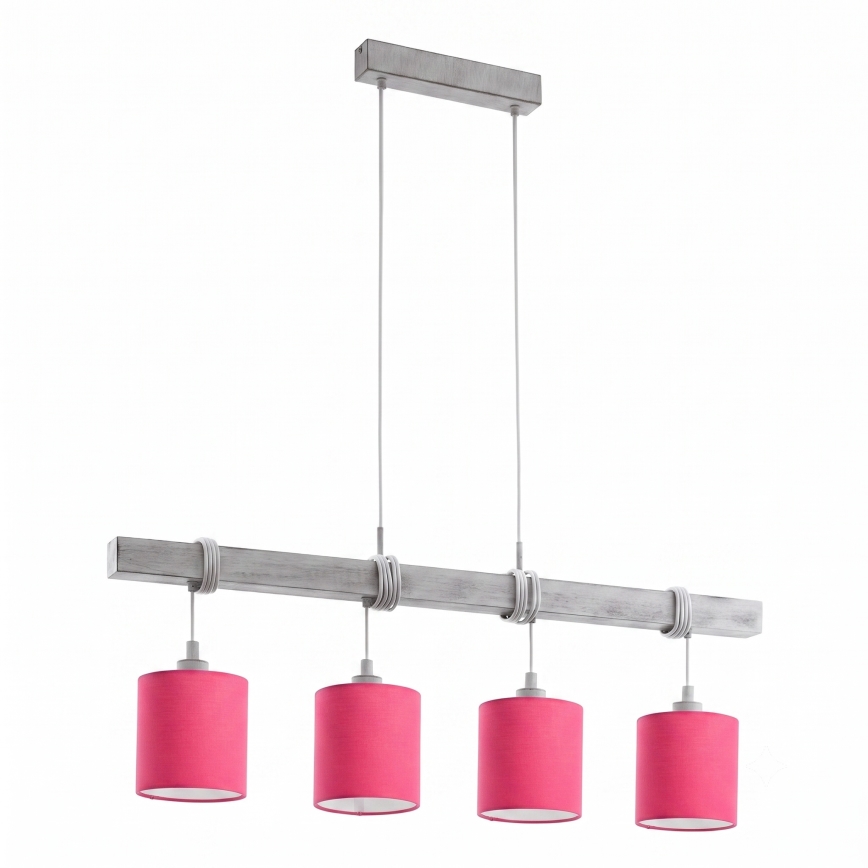 Brilagi - LED luster na sajli NUBILA 4xE27/60W/230V siva/ružičasta