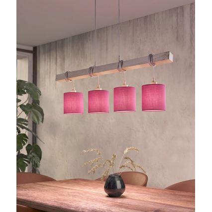 Brilagi - LED luster na sajli NUBILA 4xE27/60W/230V siva/ružičasta