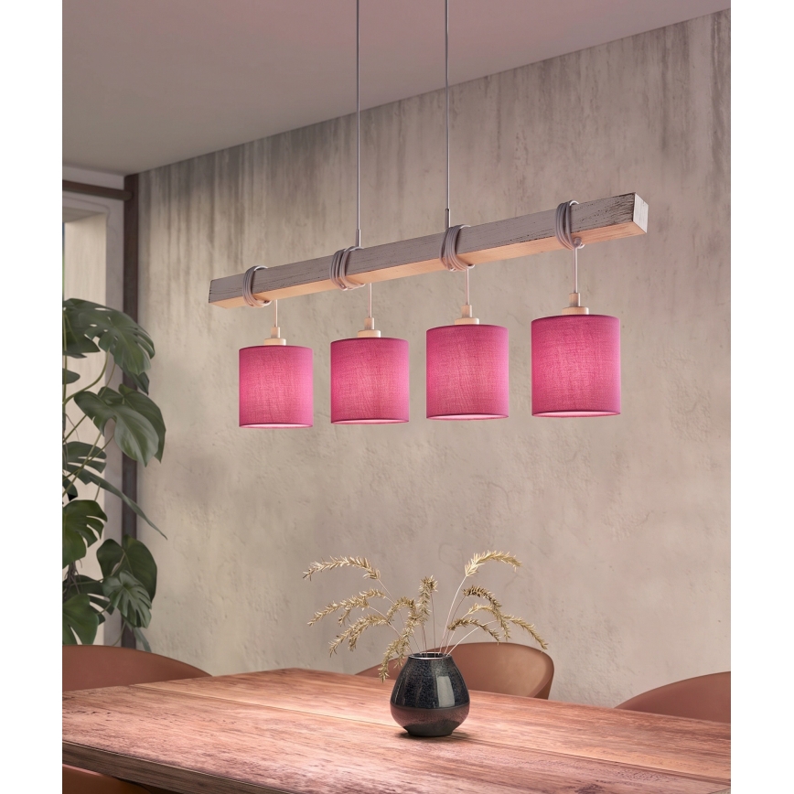Brilagi - LED luster na sajli NUBILA 4xE27/60W/230V siva/ružičasta