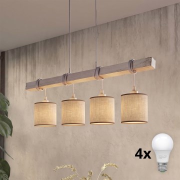 Brilagi - LED luster na sajli NUBILA 4xE27/60W/230V siva/smeđa