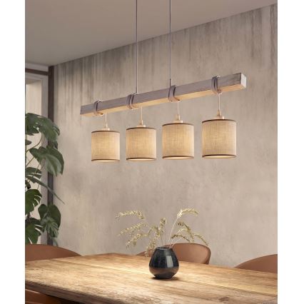 Brilagi - LED luster na sajli NUBILA 4xE27/60W/230V siva/smeđa