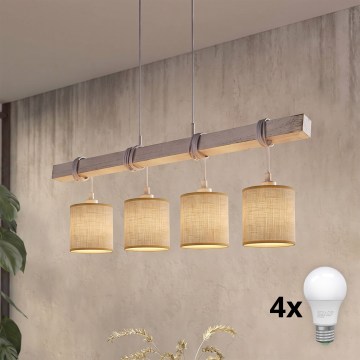 Brilagi - LED luster na sajli NUBILA 4xE27/60W/230V siva/svijetlo smeđa