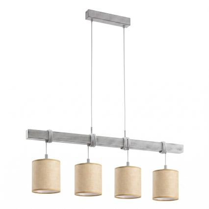 Brilagi - LED luster na sajli NUBILA 4xE27/60W/230V siva/svijetlo smeđa