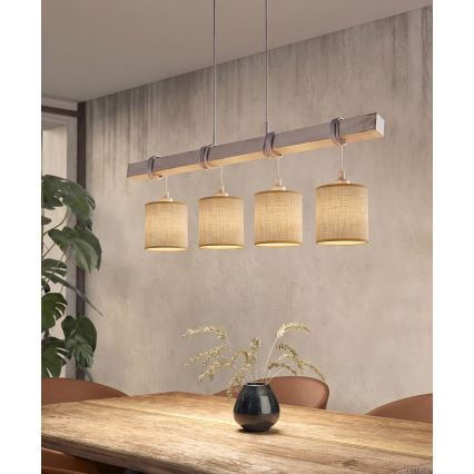 Brilagi - LED luster na sajli NUBILA 4xE27/60W/230V siva/svijetlo smeđa