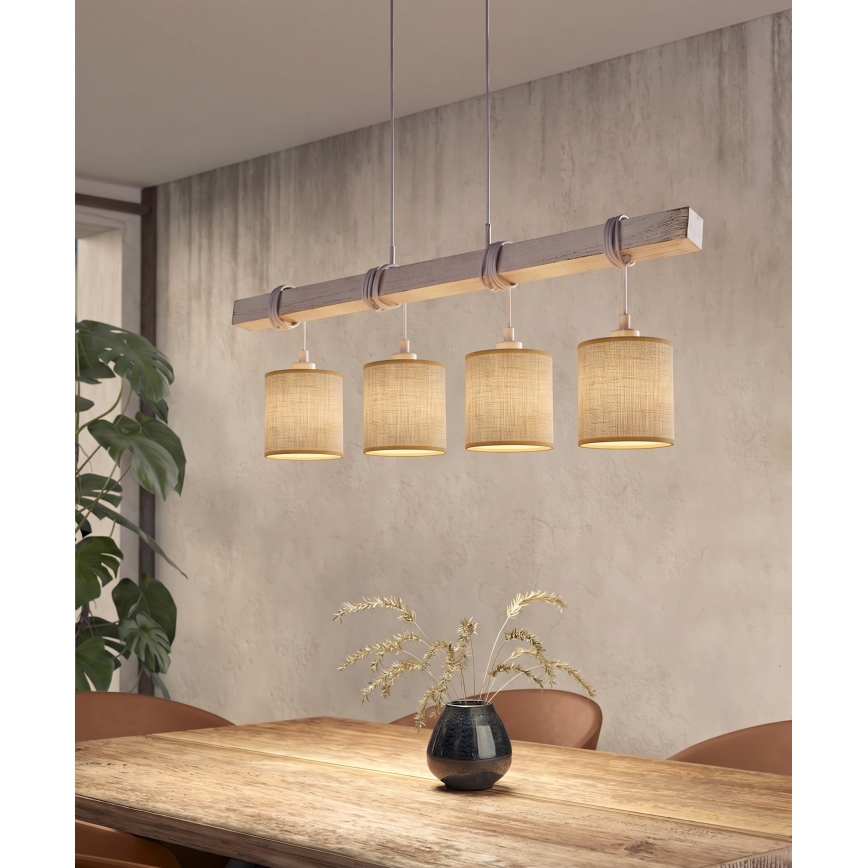 Brilagi - LED luster na sajli NUBILA 4xE27/60W/230V siva/svijetlo smeđa