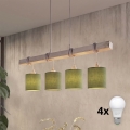 Brilagi - LED luster na sajli NUBILA 4xE27/60W/230V siva/zelena