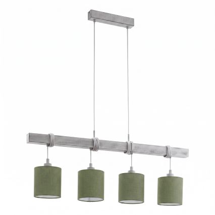 Brilagi - LED luster na sajli NUBILA 4xE27/60W/230V siva/zelena