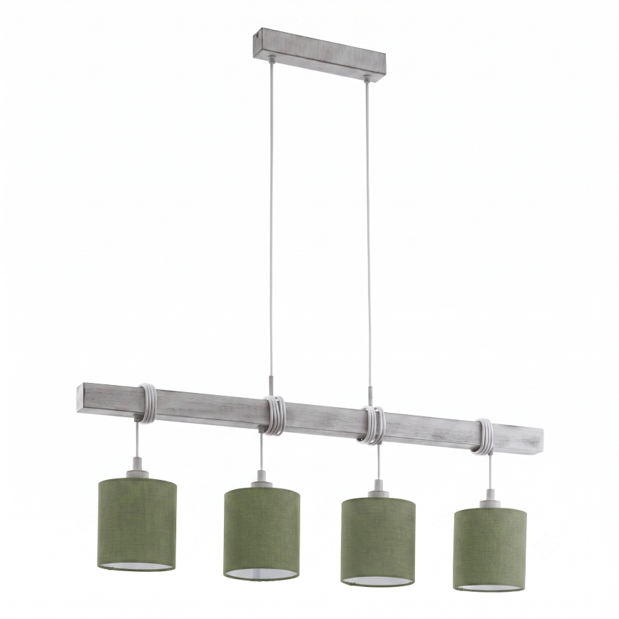 Brilagi - LED luster na sajli NUBILA 4xE27/60W/230V siva/zelena