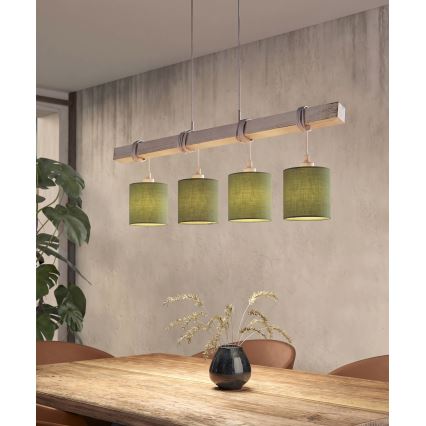 Brilagi - LED luster na sajli NUBILA 4xE27/60W/230V siva/zelena