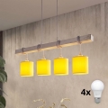 Brilagi - LED luster na sajli NUBILA 4xE27/60W/230V siva/žuta