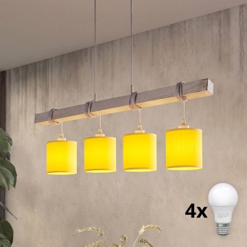 Brilagi - LED luster na sajli NUBILA 4xE27/60W/230V siva/žuta