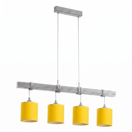 Brilagi - LED luster na sajli NUBILA 4xE27/60W/230V siva/žuta